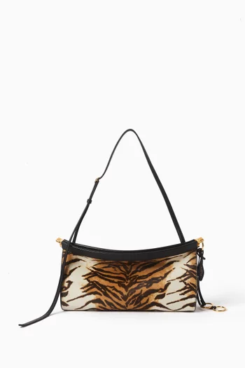 Medium Le Click East West Bag in Zebra-print Fur