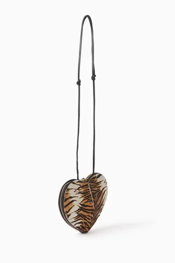 Le Coeur Crossbody Bag in Zebra-print Fur