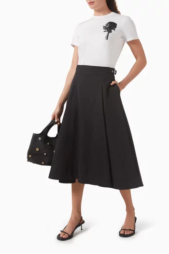 Pleated Utility Skirt in Italian Twill