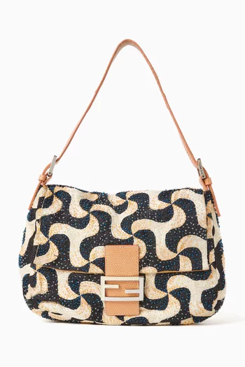 2000s Beaded Swirl Mamma Baguette Shoulder Bag