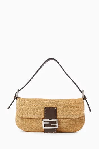 2000s Selleria Baguette Shoulder Bag in Raffia