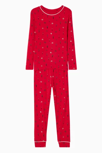 طقم بيجاما بنقشة كسارة البندق مودال 