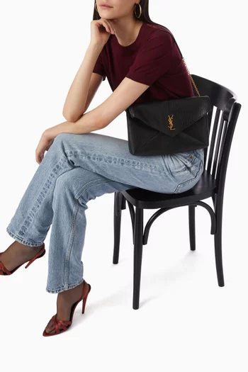 حقيبة كاساندر كبيرة بسلسلة جلد ماعز