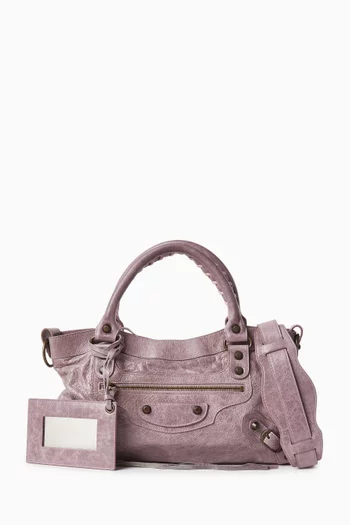 2000s First City Shoulder Bag in Distressed Leather