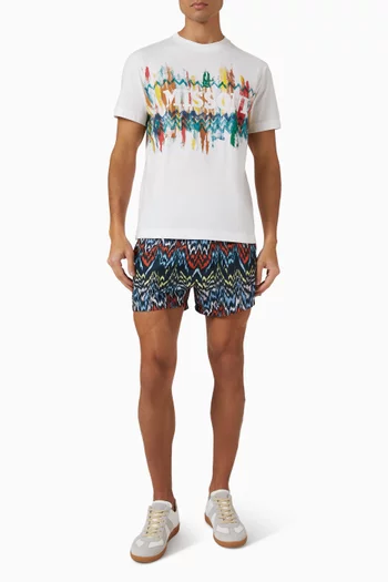 Abstract Zigzag Swim Shorts