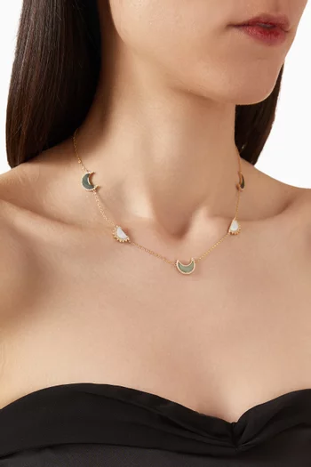 My Sky-Sun & Moon Diamonds & Mother of Pearl Necklace in 18kt Rose Gold