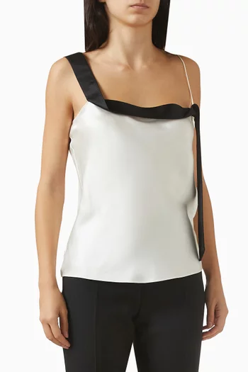 Tuxedo Band Cami Top in Silk-satin