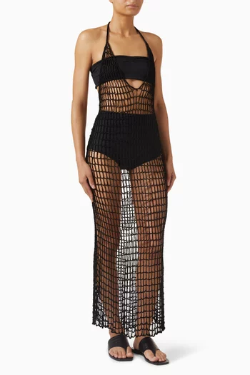 Bia Crochet Dress in Satin Viscose