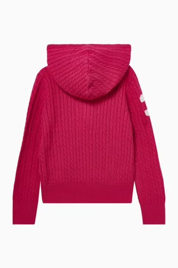 كنزة منسوجة بغطاء رأس وشعار لاعب البولو على الحصان