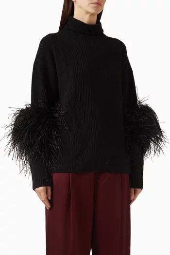 Feather-trim Sweater in Cashmere Blend