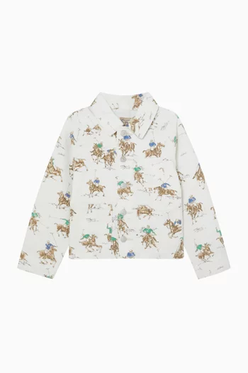 جاكيت بنقشة أحصنة دينم عملي