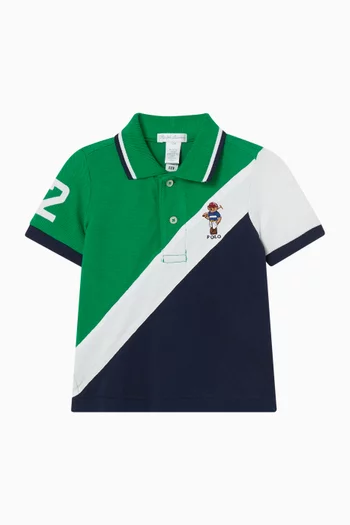 Colour-block Polo T-shirt in Knit