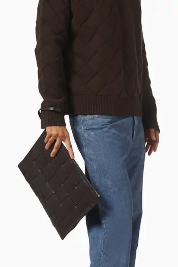 حقيبة كاسيت كبيرة جلد مجدول