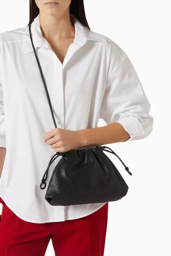 Drawstring Bucket Bag in Leather