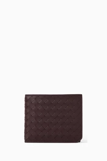 Piccolo Bi‑Fold Wallet With Coin Purse in Intrecciato Leather