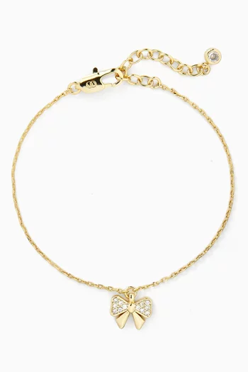 Bow Mini Crystal Bracelet in 18kt Gold-plated Metal