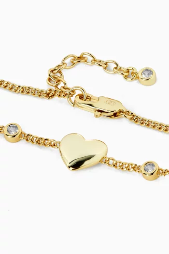 Hear Crystal Curb Bracelet in 18kt Gold-plated Metal