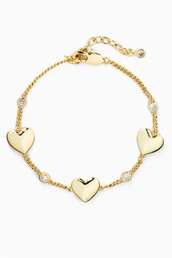 Hear Crystal Curb Bracelet in 18kt Gold-plated Metal
