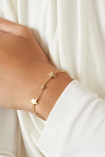 سوار ميني بتصميم سلسلة وحلي على شكل نجوم معدن مطلي بالذهب عيار 18