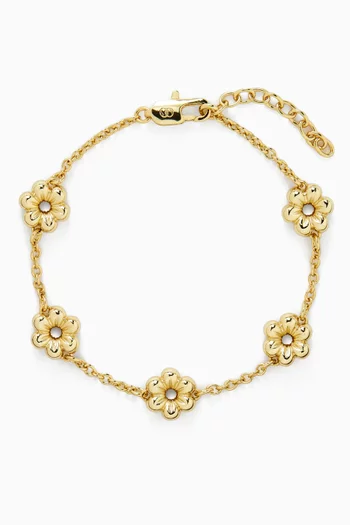 سوار لولو بحلي على شكل زهور معدن مطلي ذهب عيار 18