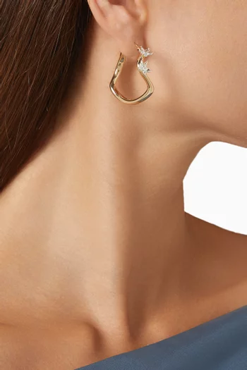 أقراط كالينو مزينة بكريستال معدن مطلي بذهب عيار 18‏