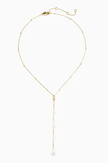 قلادة بسلسلة متدلية بحلي على شكل زهور مرصعة بالكريستال معدن مطلي بالذهب عيار 18‏