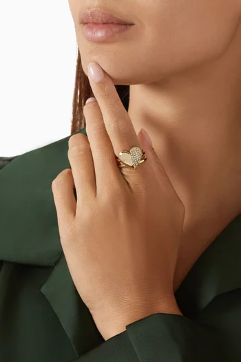 خاتم ستار مرصع بكريستالات بافيه معدن مطلي ذهب عيار 18‏