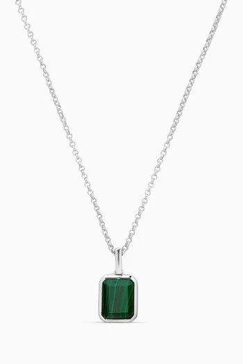 Emerald-cut Malachite Necklace in Sterling Silver