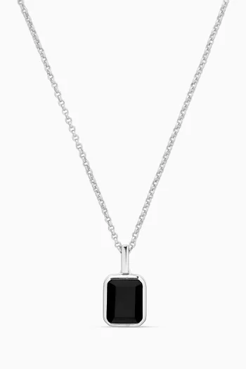 Emerald-cut Onyx Necklace in Sterling Silver