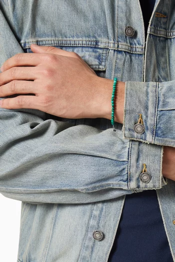 Malachite Beaded Bracelet in Sterling Silver
