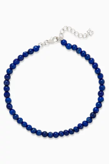Lapis Beaded Bracelet in Sterling Silver