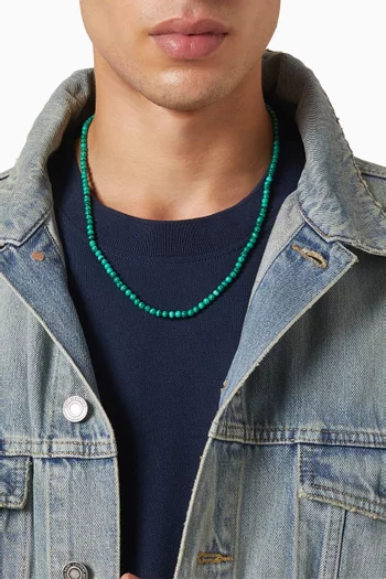 Malachite Beaded Necklace in Sterling Silver