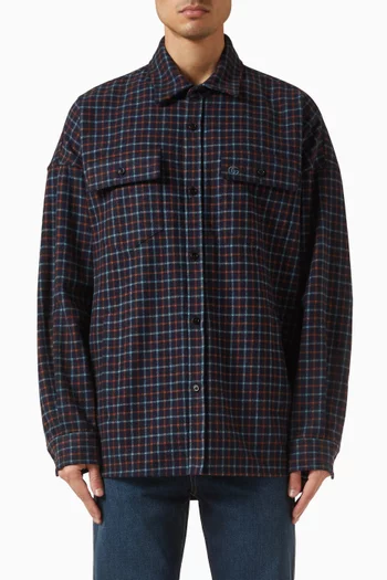 Brushed Check Shirt in Wool-blend