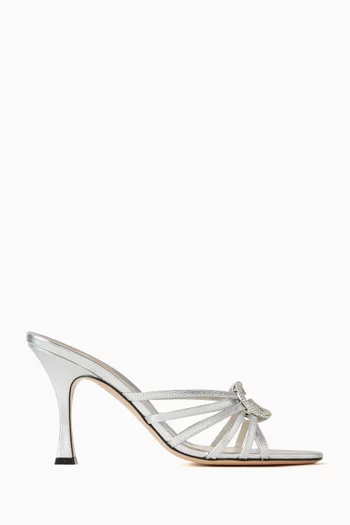 Interlocking G Crystal-embellished Sandals in Metallic Leather