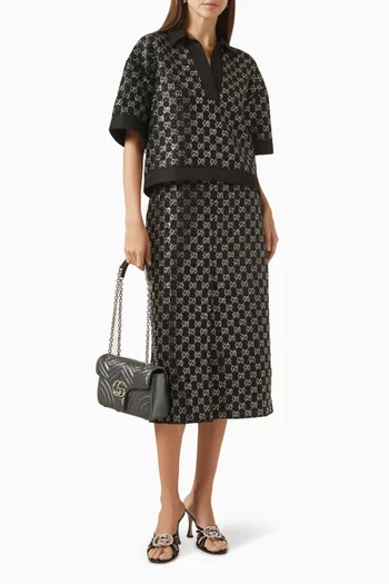 GG Crystal Top in Wool Tweed Lamé