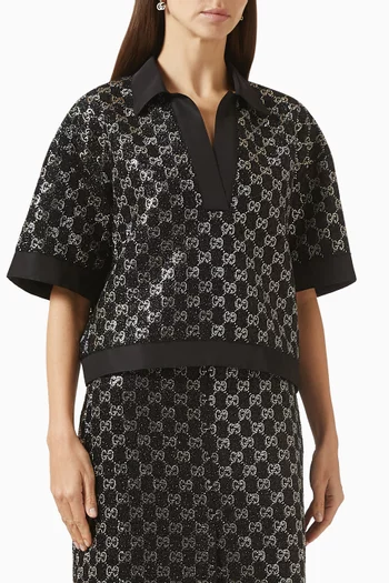 GG Crystal Top in Wool Tweed Lamé