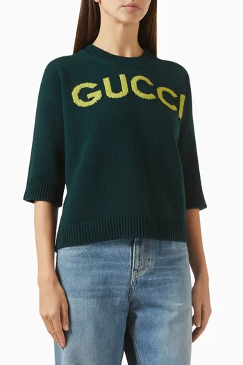 Logo-intarsia Top in Wool