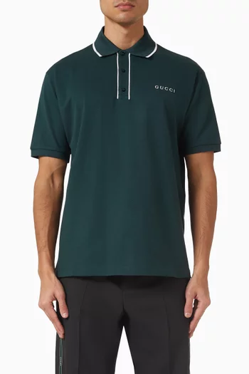 Embroidered Polo Shirt in Cotton Piquet