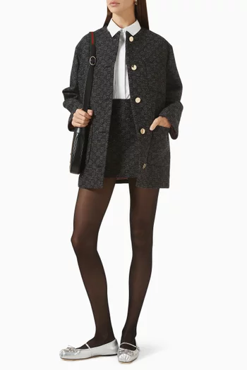 Collarless Jacket in GG Boutonné Wool Tweed