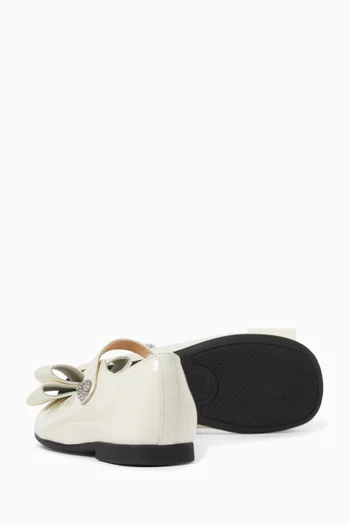 حذاء باليرينا بعقدة وكعب مسطح جلد