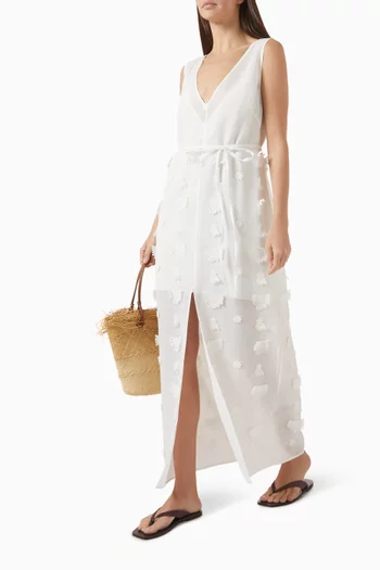 Aria Embroidered Dress in Linen Blend