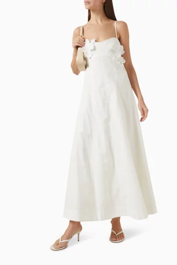 Roselle Midi Dress in Linen Blend