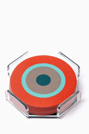 طقم قواعد أكواب ستيلا جلد، 6 قطع