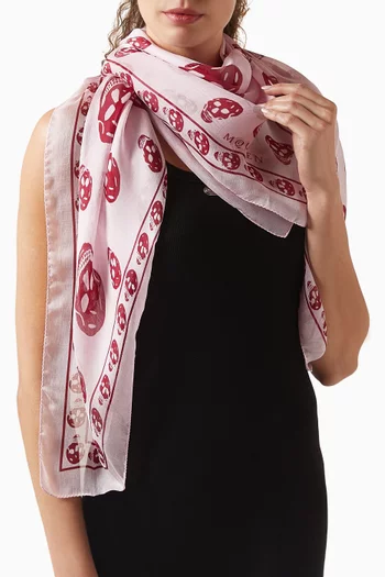 Skull-print Foulard in Silk-chiffon