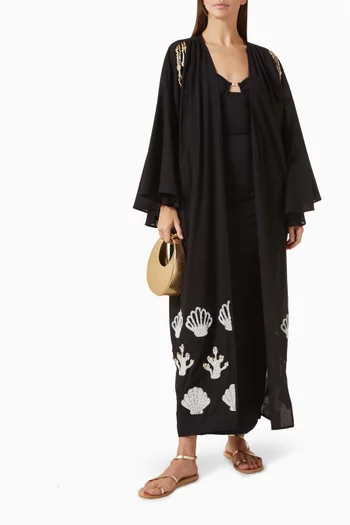 Seashell Crystal-embellished Kaftan in Cotton