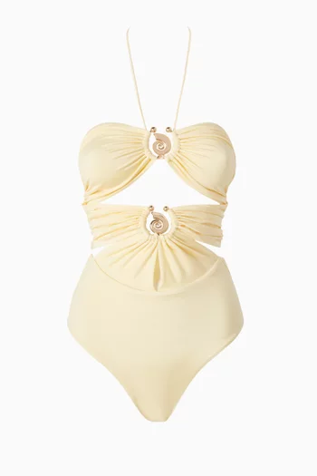 Shell Ruched One-piece Swimsuit