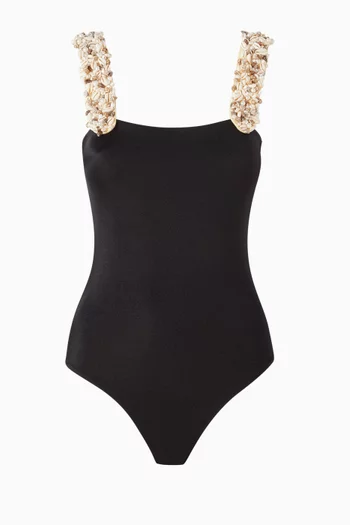 Pearl & Shell-embellished One-piece Swimsuit