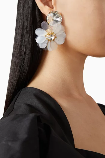 Eclats De Marguerites Clip-on Earrings in Gold-plated Brass