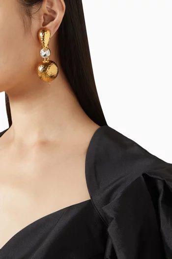 Oria Crystal Clip-on Earrings in Gold-plated Brass