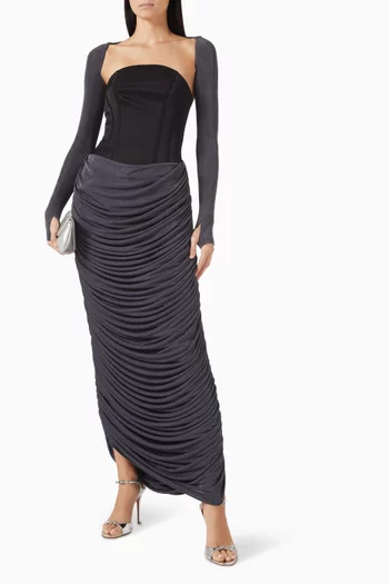 Detachable-sleeve Draped Maxi Dress